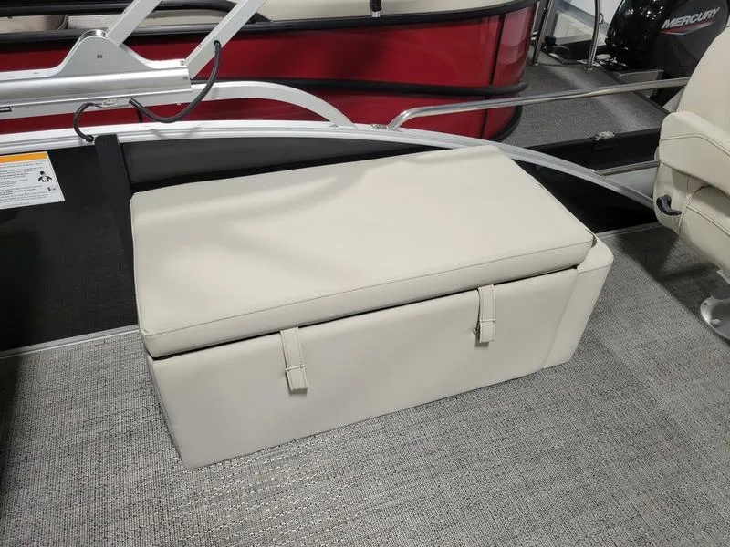 Slide: The Image of 2024 Barletta Aria A22CC boat seat with storage compartment, beige upholstery. - 13