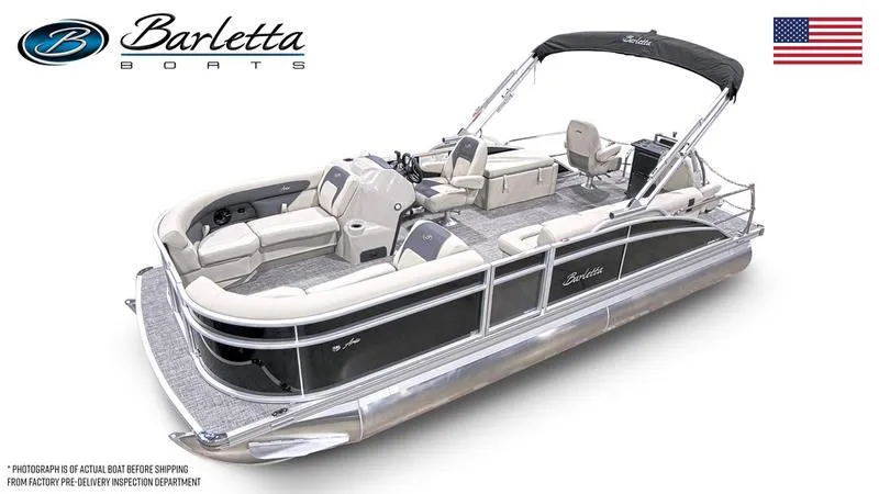 Slide: The Image of 2024 Barletta Aria A22CC pontoon boat with sleek design and spacious seating. - 3