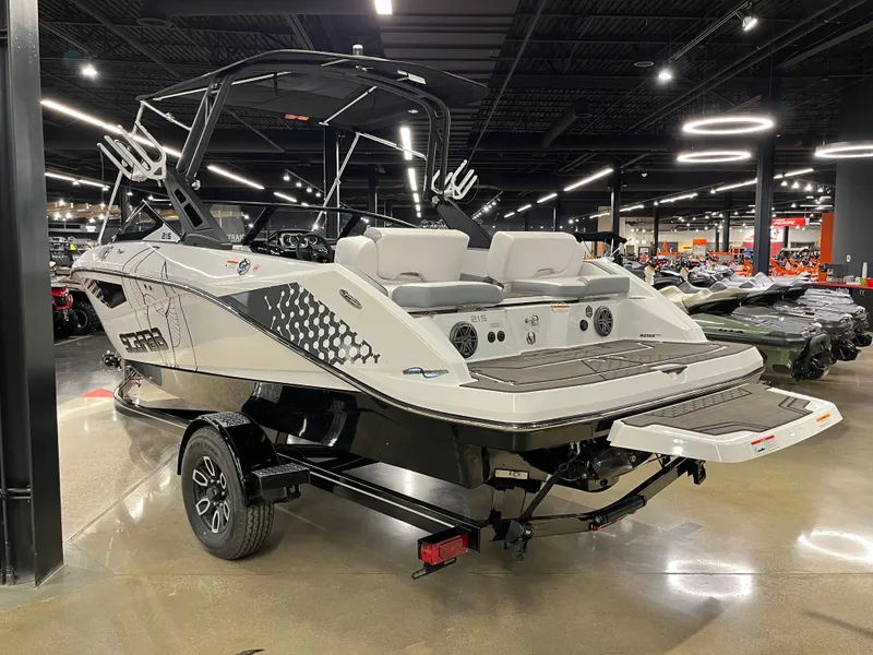 Slide: The Image of 2024 Scarab 215 Wake ID boat on display in showroom. - 3