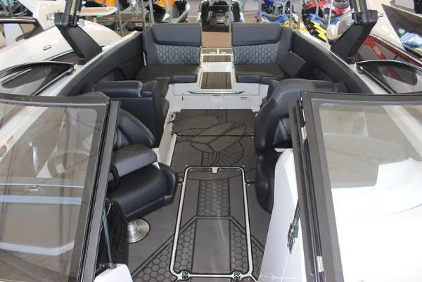 Slide: The Image of 2023 Scarab 255 ID boat interior with luxurious seating and modern design. - 3