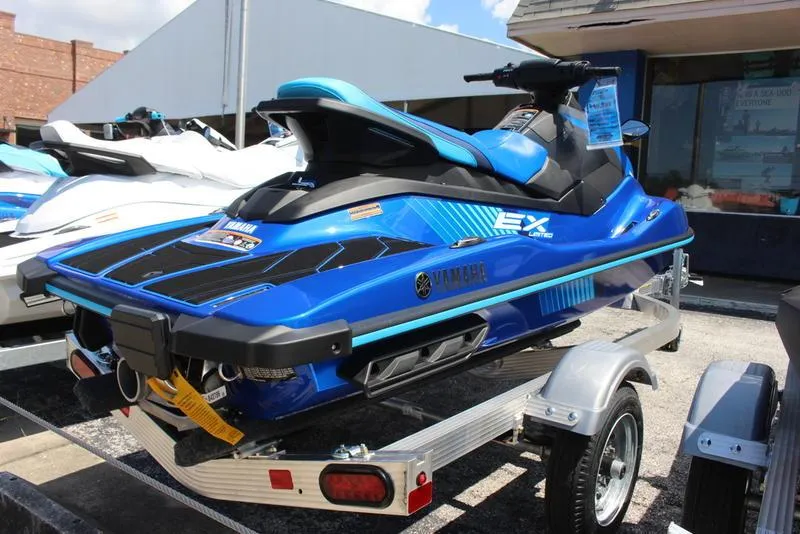 Slide: The Image of 2023 Yamaha WaveRunner EX Limited jet ski on a trailer. - 3