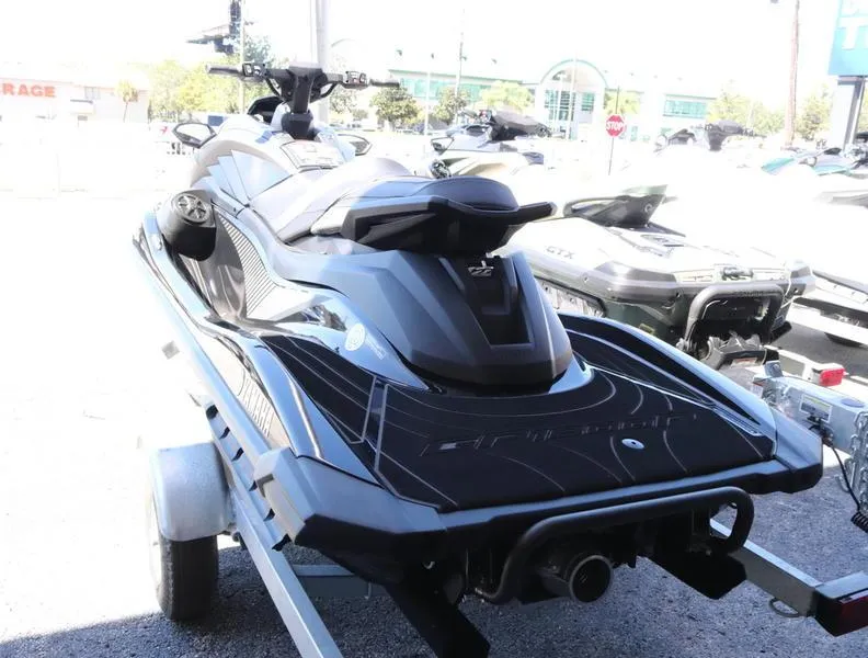 Slide: The Image of 2023 Yamaha WaveRunner GP1800R HO on trailer, rear view. - 2