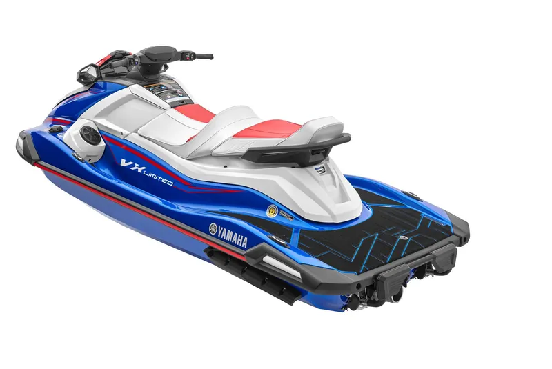 Slide: The Image of 2023 Yamaha WaveRunner VX Limited in blue and white. - 2
