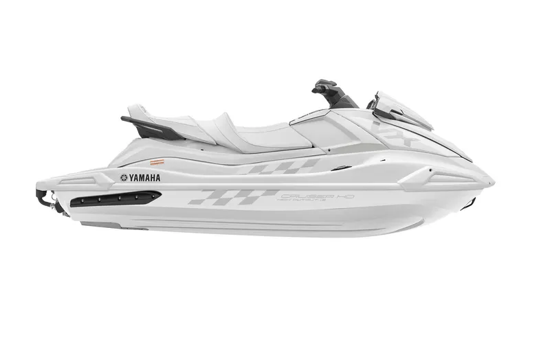 Slide: The Image of 2023 Yamaha WaveRunner VX Cruiser HO in white, side view. - 2