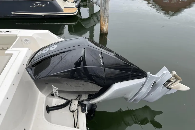 Slide: The Image of 2022 Boston Whaler 240 Vantage with Mercury Verado outboard engine. - 19