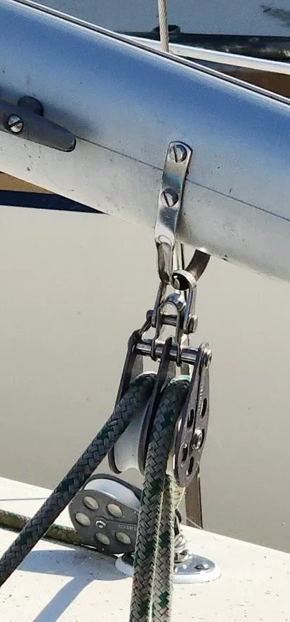 Slide: The Image of Close-up of rigging on a 1980 Cape Dory 30 sailboat. - 32