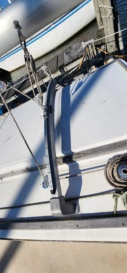 Slide: The Image of 1980 Cape Dory 30 sailboat deck with rigging and fittings. - 34