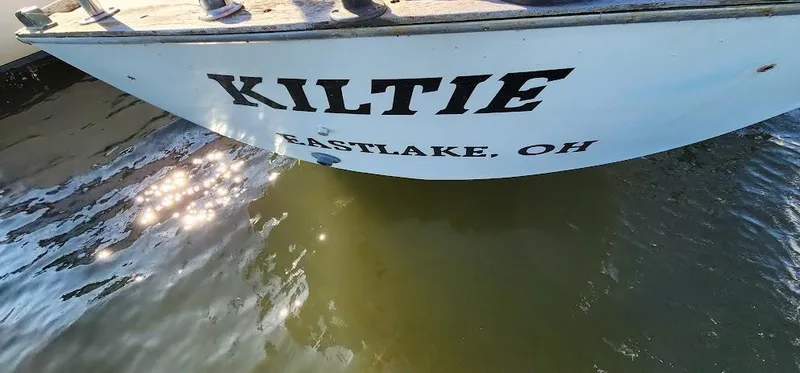 Slide: The Image of Cape Dory 30 sailboat named "Kiltie" docked in Eastlake, Ohio, 1980 model. - 41