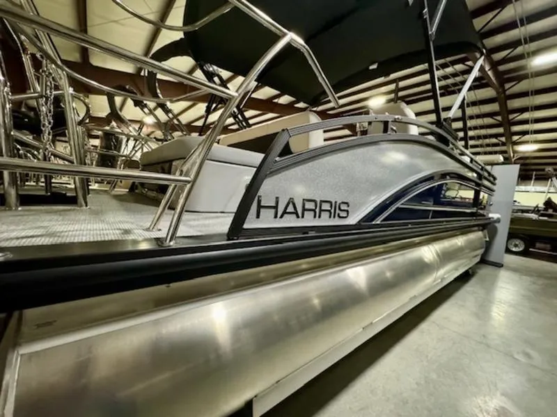 Slide: The Image of 2024 Harris Solstice 230 SLDH pontoon boat in indoor showroom. - 12
