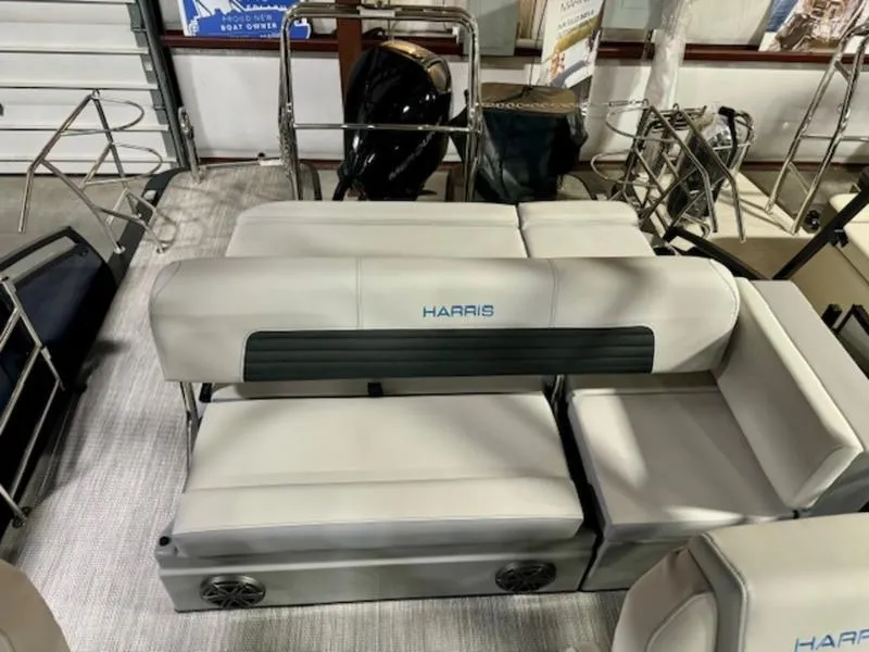 Slide: The Image of 2024 Harris Solstice 230 SLDH pontoon boat interior seating. - 5