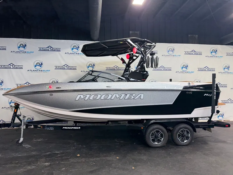 The Image of 2024 Moomba Mojo on a trailer in an indoor setting. - 1