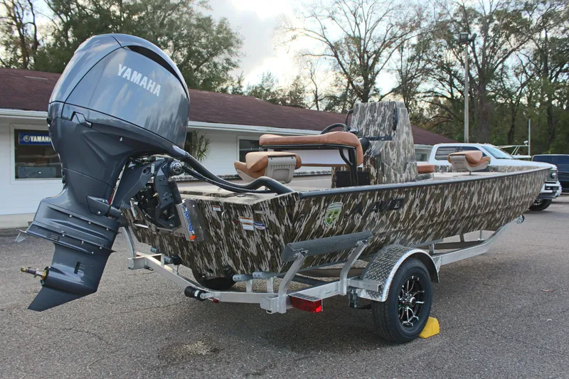 Slide: The Image of 2024 Avid 20 Rogue boat with Yamaha outboard motor on trailer. - 13