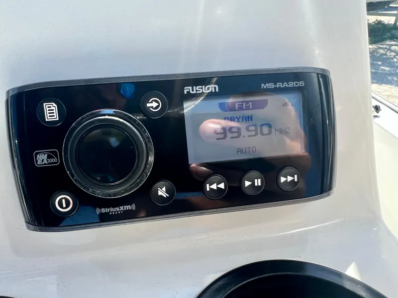 Slide: The Image of Fusion MS-RA205 marine stereo on a 2013 Boston Whaler MONTAUK boat. - 17