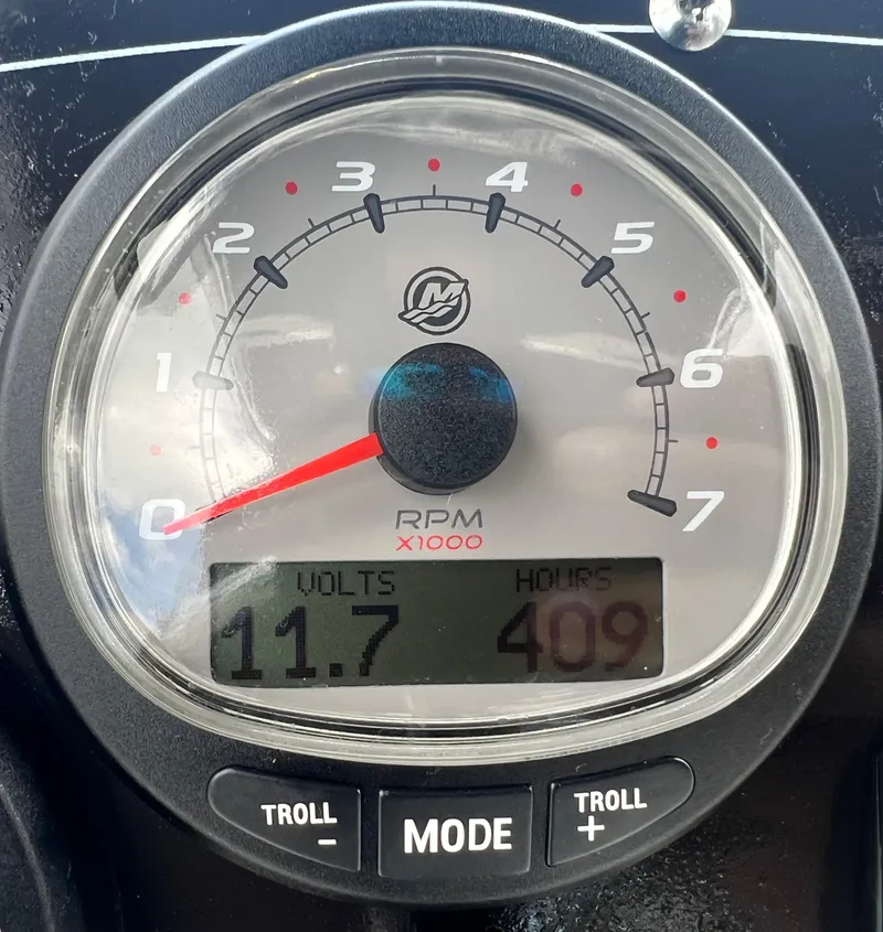 Slide: The Image of Close-up of a 2013 Boston Whaler MONTAUK boat tachometer showing 409 hours. - 18