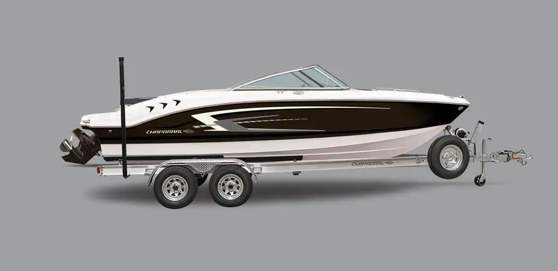 Slide: The Image of 2024 Chaparral 21 SSi boat on a trailer, side view. - 23