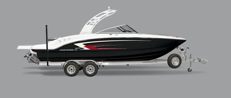 Slide: The Image of 2024 Chaparral 23 SSi boat on a trailer, side view. - 30
