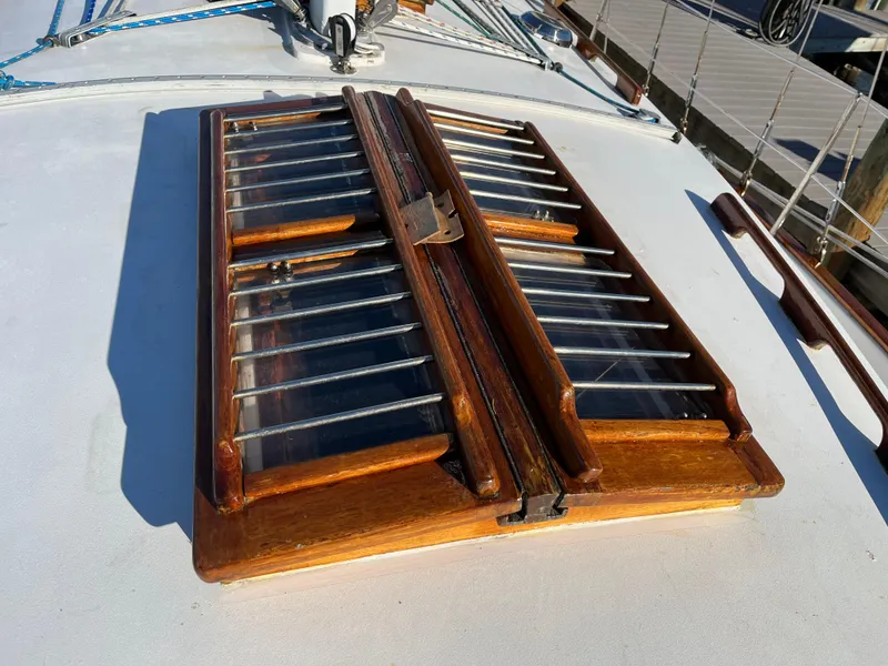 Slide: The Image of Wooden hatch on a 1990 Gozzard 36 sailboat deck. - 15