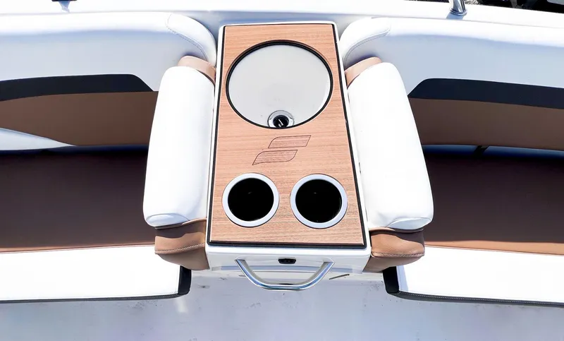 Slide: The Image of 2024 Starcraft SVX 211 OB boat interior with cup holders and seating. - 7