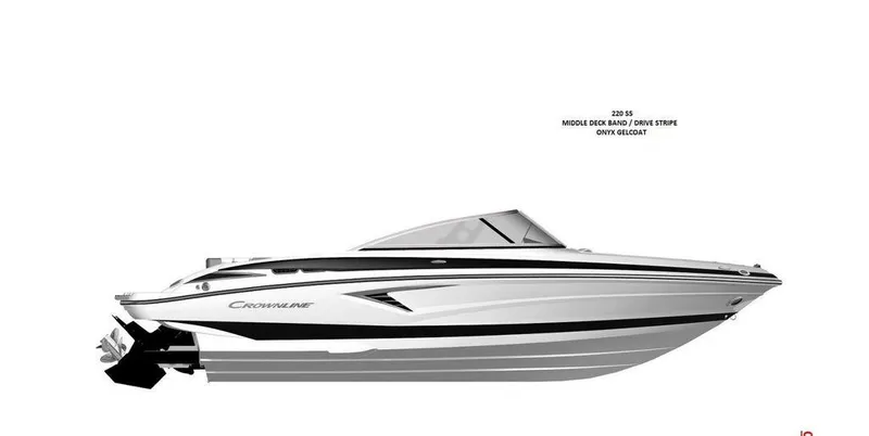 Slide: The Image of 2024 Crownline SS Series 220 boat side view. - 10