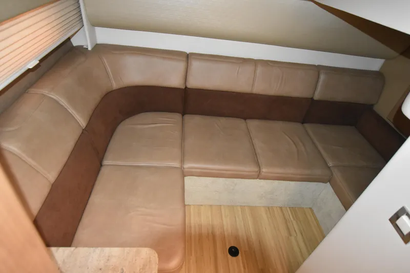 Slide: The Image of 2016 Formula 37 Cruiser interior with beige and brown leather seating. - 36