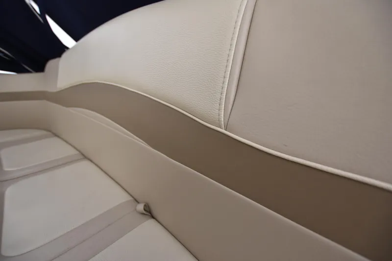 Slide: The Image of 2016 Formula 37 Cruiser beige and tan leather seating detail. - 49