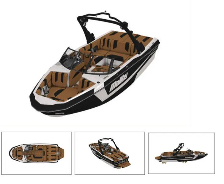 Slide: The Image of 2024 Malibu 21 LX boat with sleek design and modern features. - 4