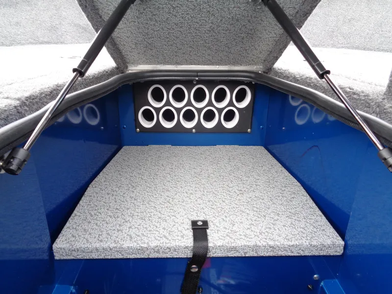 Slide: The Image of 2024 Lund 1775 Adventure SS boat interior with storage compartment and ventilation. - 23