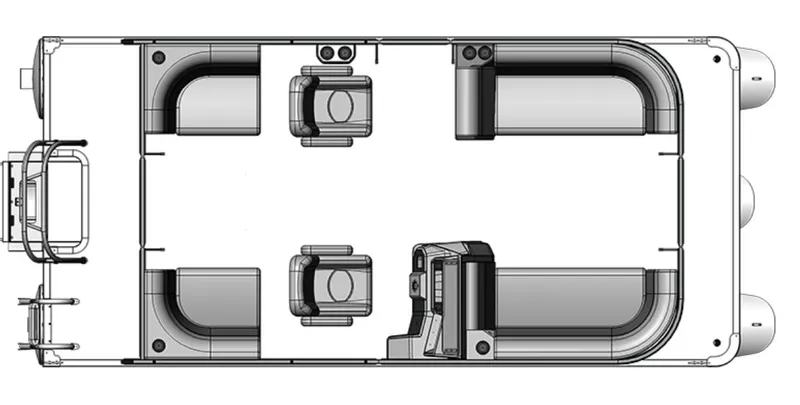 Slide: The Image of Top view of 2024 Qwest E-Class 818 RLS LT pontoon boat layout. - 3