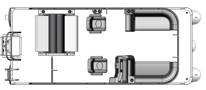 Slide: The Image of Top view layout of 2024 Qwest E-Class 820 Splash Pad LT pontoon boat. - 2