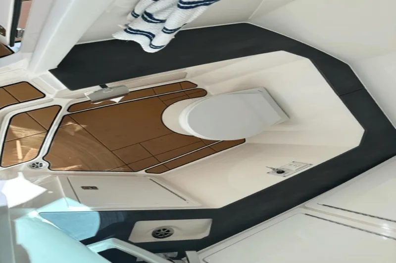 Slide: The Image of 2022 Aviara AV32 Outboard interior with modern design and sleek finishes. - 9