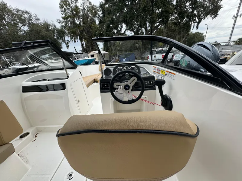 Slide: The Image of Interior view of 2026 Bayliner VR4 Bowrider OB boat. - 3