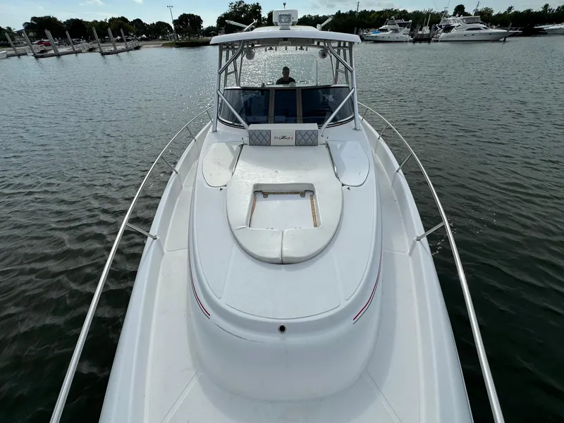 Slide: The Image of 2008 Donzi 38 ZSF boat on water, view from bow. - 19