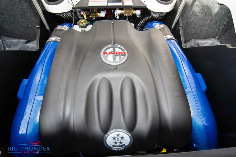 Slide: The Image of 2024 MasterCraft X22 Ilmor engine close-up at Big Thunder Marine. - 48