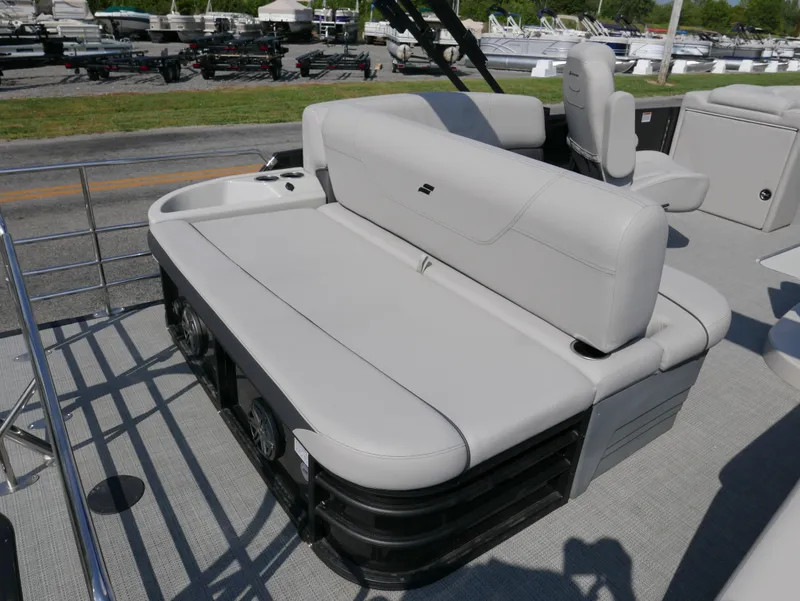 Slide: The Image of 2024 Starcraft SLS 3 Q DH boat with spacious seating and modern design. - 17