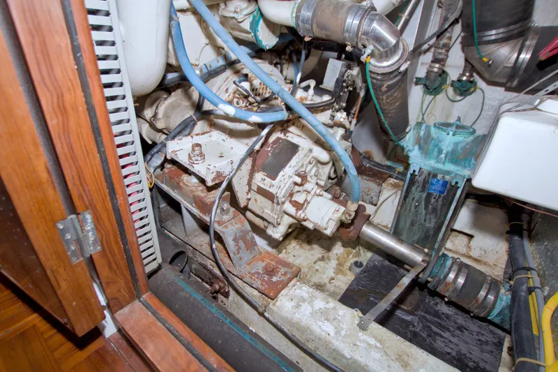 Slide: The Image of Engine room of 1994 Jefferson Marquessa 56 Extended Deckhouse with visible machinery and components. - 118