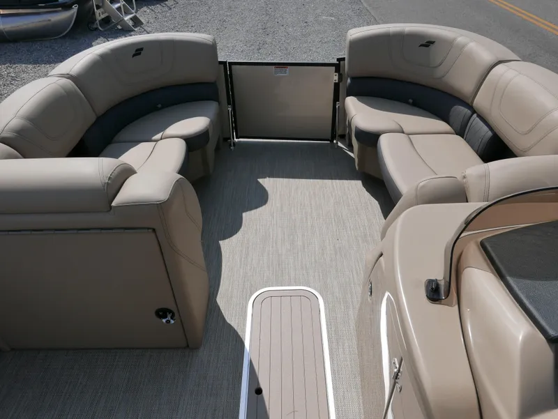 Slide: The Image of 2024 Starcraft SLS 3 Q DH boat interior with beige seating and spacious layout. - 5