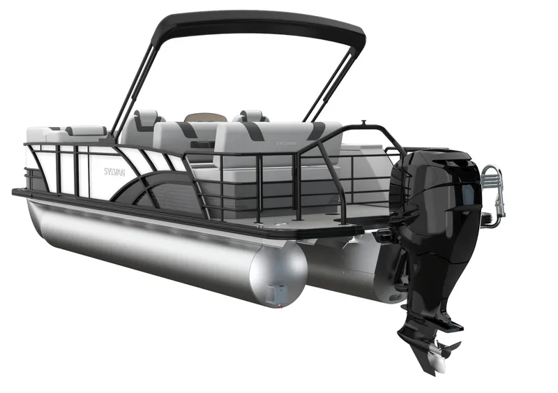 Slide: The Image of 2024 Sylvan L3 DLZ pontoon boat with outboard motor. - 29