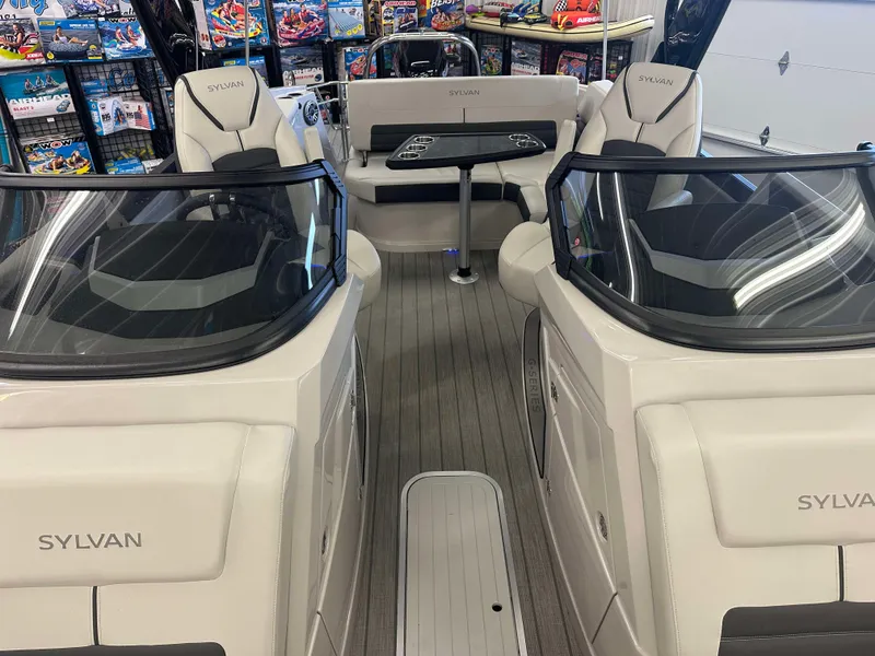 Slide: The Image of 2024 Sylvan G3 CLZ DC boat interior with sleek seating and modern design. - 13