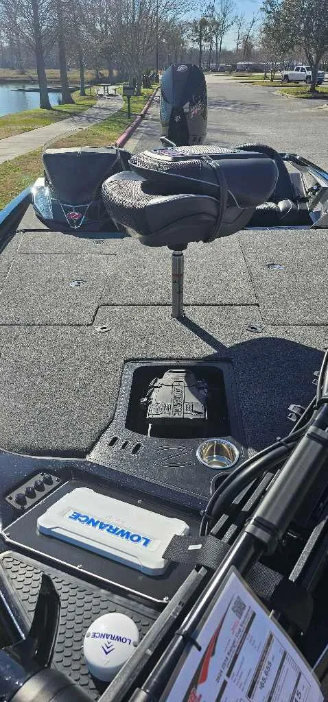 Slide: The Image of 2024 Ranger Z518 Ranger Cup Equipped fishing boat deck with Lowrance electronics. - 4