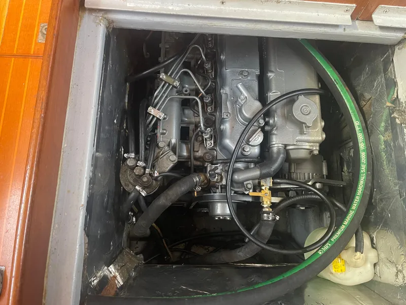 Slide: The Image of Engine compartment of a 1995 Passport 47 AC Plan B sailboat. - 29