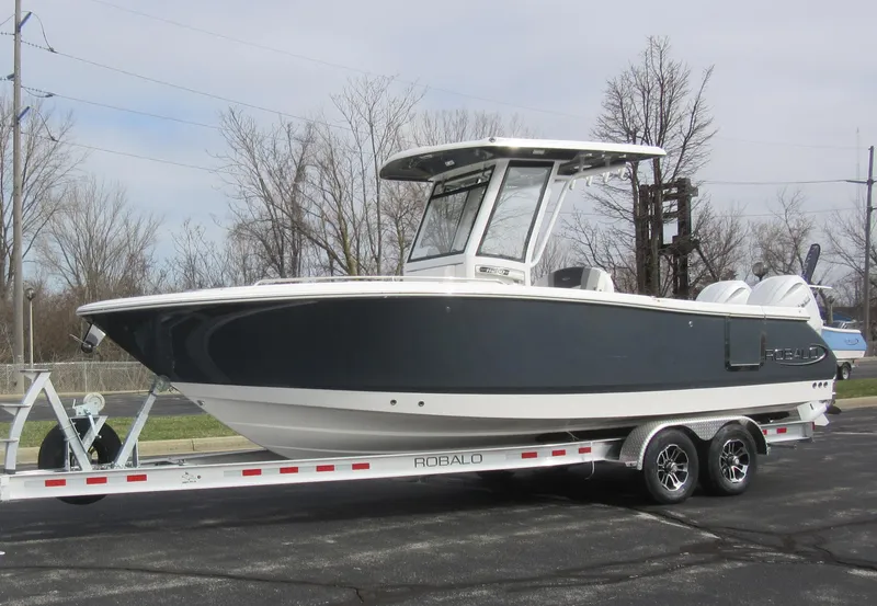 The Image of 2024 Robalo R250 Center Console boat on trailer. - 0