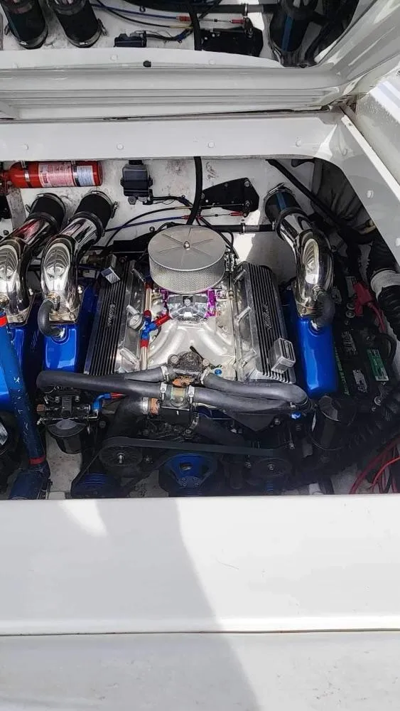 Slide: The Image of 1996 Formula 382 SR1 boat engine compartment with dual engines. - 18