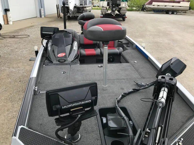 Slide: The Image of 2018 Ranger RT178 fishing boat with Humminbird electronics and trolling motor on deck. - 31