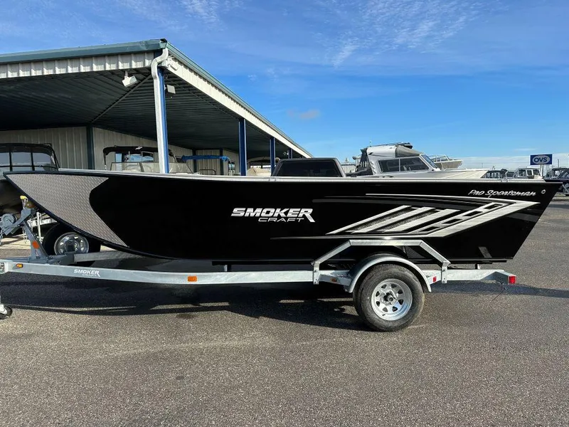 Slide: The Image of 2024 Smoker Craft 1872 Pro Sportsman TL boat on a trailer. - 1