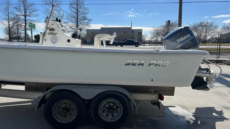 Slide: The Image of 2005 Sea Pro SV2100 CC boat on a trailer with Yamaha outboard motor. - 6