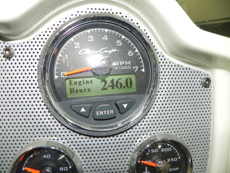 Slide: The Image of Dashboard of 2015 Chris-Craft 28 Heritage Corsair showing 246 engine hours. - 24