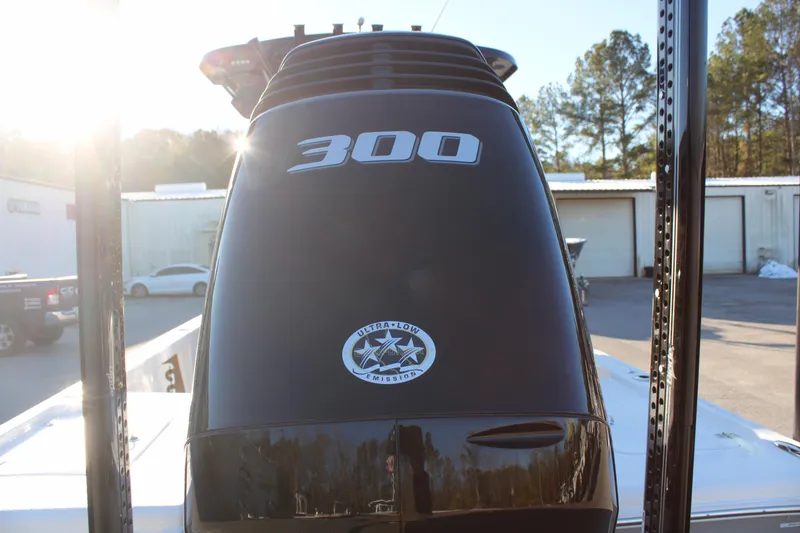 Slide: The Image of Outboard motor on 2025 Sea Pro 250 Bay boat, featuring 300 horsepower. - 5