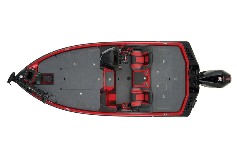 Slide: The Image of 2024 Ranger Z519 boat with powerful outboard motor, parked outdoors. - 6