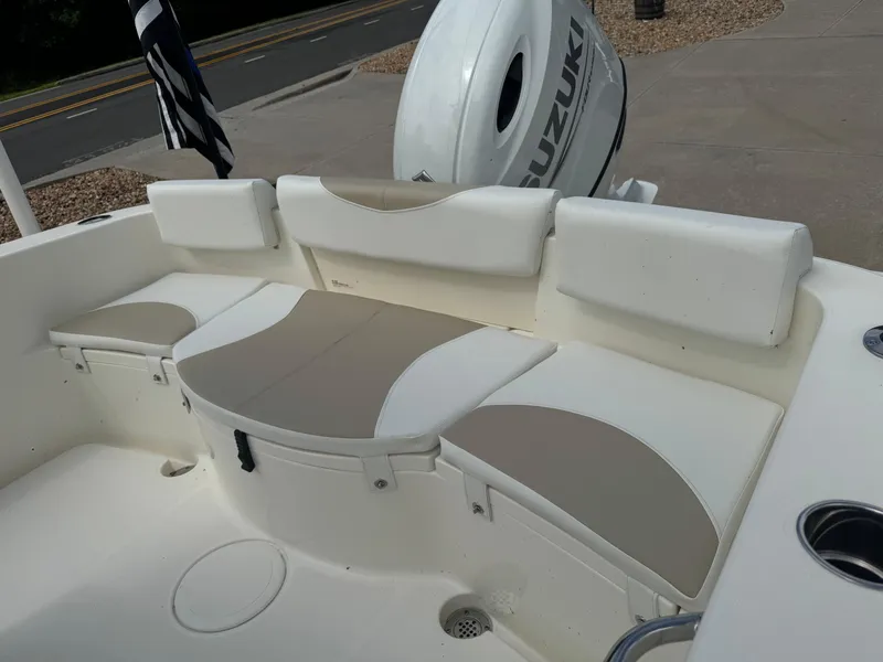 Slide: The Image of Interior view of a 2026 Bulls Bay 230 CC boat, showcasing storage compartment. - 7
