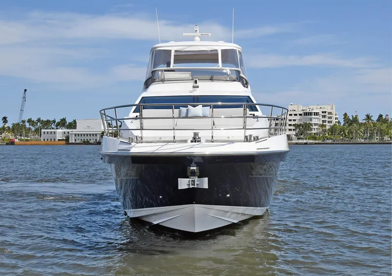 Slide: The Image of Front view of 2022 Azimut 72 FLY yacht on water. - 16